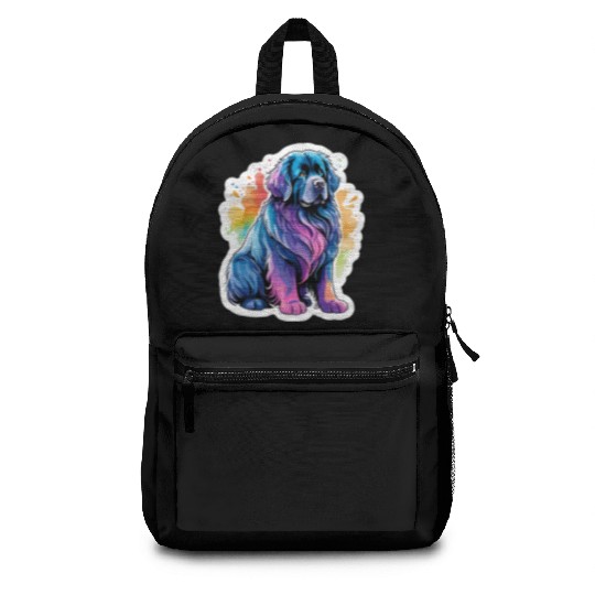 Newfoundland Dog Watercolor Backpacks