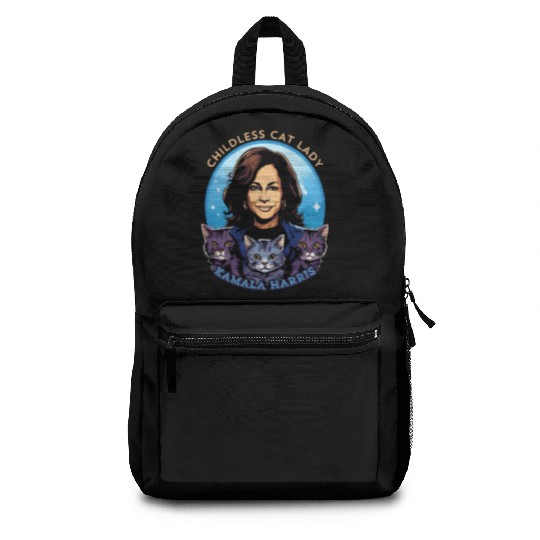 Childless Cat Lady Kamala Harris Backpacks