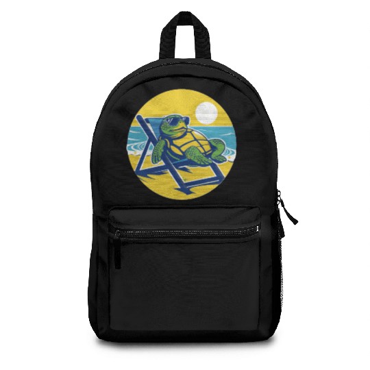 Sea Turtle Chillin on the Beach Backpacks