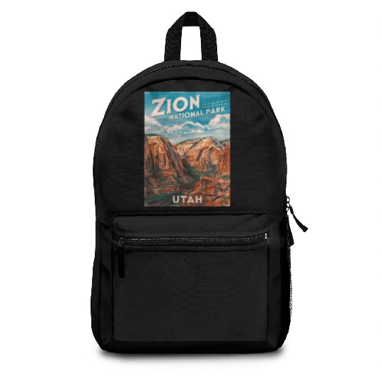Vintage Travel Zion National Park Utah Landscape Backpacks