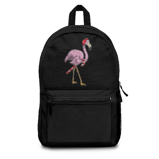 Flamingo Christmas Candy cane Backpacks