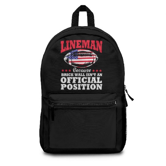 4th Of July US Flag Football Lineman Brick Wall Backpacks