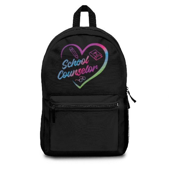 School Counselor Heart Watercolor Backpacks