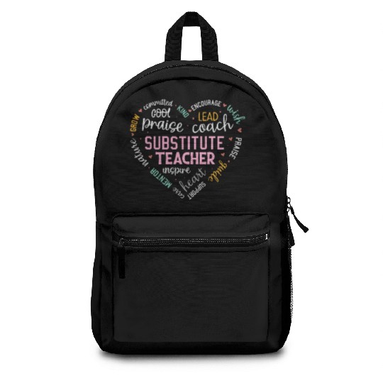 Substitute Teacher Heart Grow Leader Mentor Backpacks