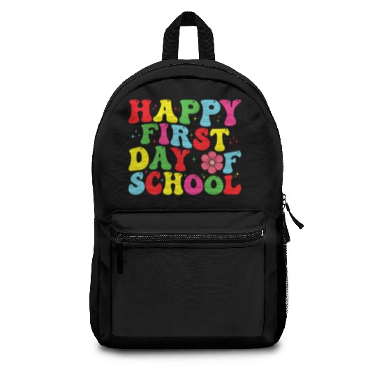 Happy First Day Of School Teacher Student Back To Backpacks