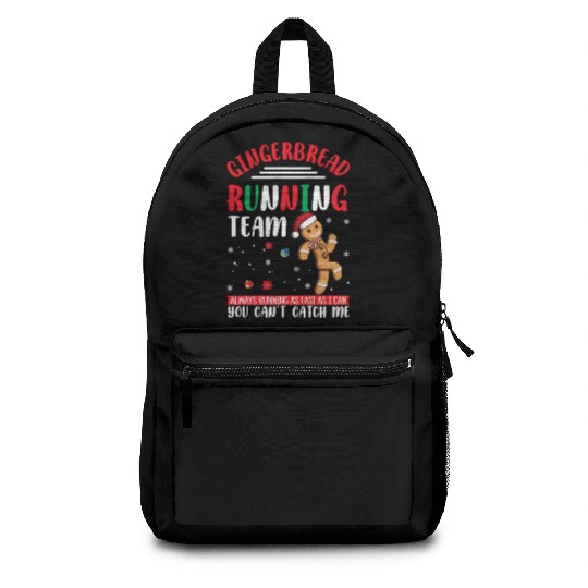 Christmas Gingerbread Running Team Funny Xmas Cook Backpacks