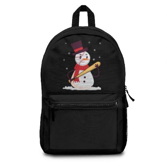 Baseball Snowman Balls Snow Christmas Xmas Sports Backpacks