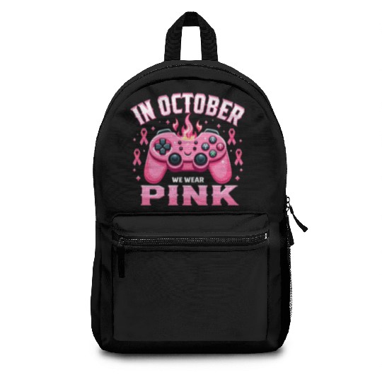 In October We Wear Pink Breast Cancer Awareness Backpacks