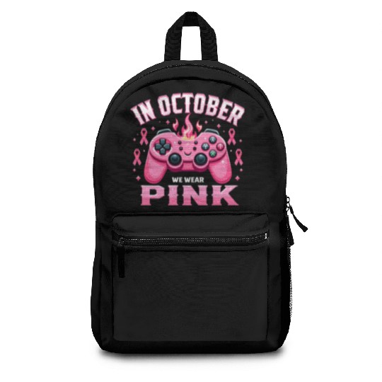 In October We Wear Pink Breast Cancer Awareness Backpacks