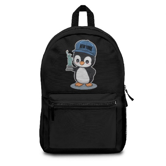 New York Penguin Holding Statue Of Liberty Backpacks