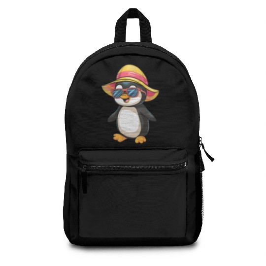 Cool Penguin In Summer Hat And Sunglasses Backpacks