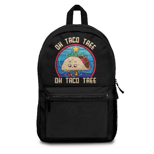 Oh Taco Tree Christmas Cute Xmas Mexican Food Love Backpacks