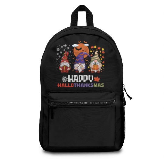 Happy Hallothanksmas Halloween Thanksgiving Backpacks