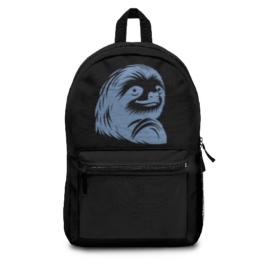 Thoughtful sloth face portrait silhouette Backpacks