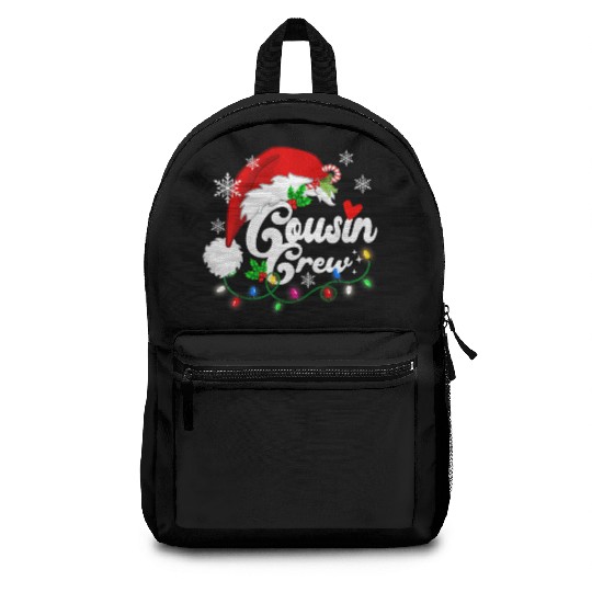 cousin crew Santa Claus Hat Christmas lights Backpacks