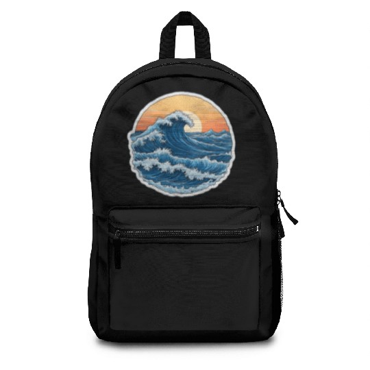 Serene Blue Ocean Waves Scenic Backpacks