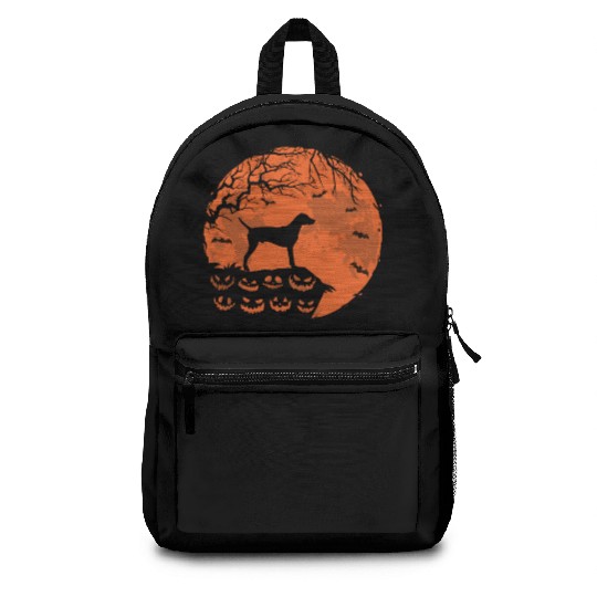 Weimaraner And Moon Halloween Funny Dog Lover Gift Backpacks