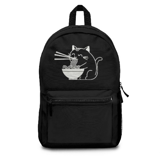 Cute Cat Eating Ramen Kawaii Food Design Backpacks