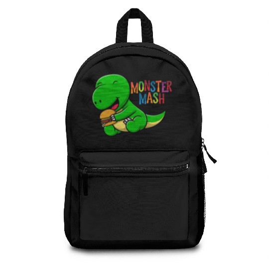 Monster eats hot dog Backpacks