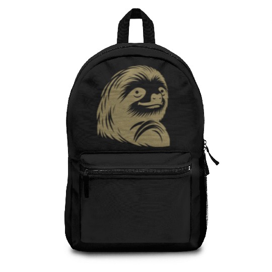 Thoughtful sloth face portrait silhouette Backpacks
