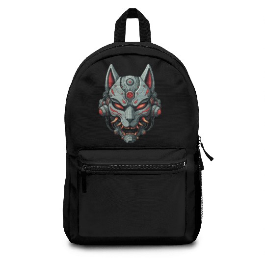Kitsune Cyberpunk Mask: Mecha Robot Warrior Backpacks