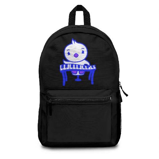 Cute Little Duck Chick Bird Playing Keyboard Music Backpacks