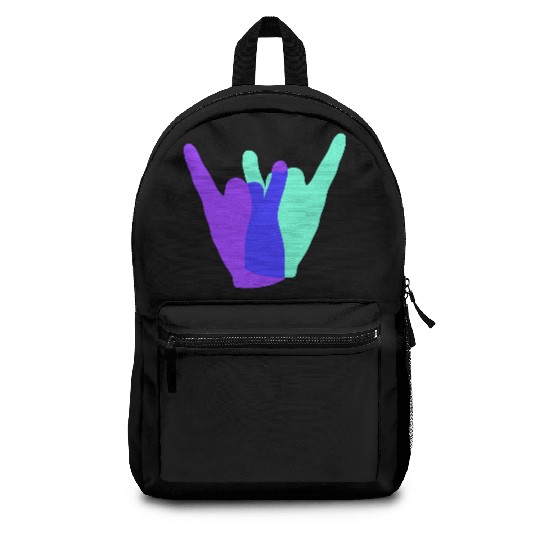 Two heavy metal hard rock horn finger hand gesture Backpacks