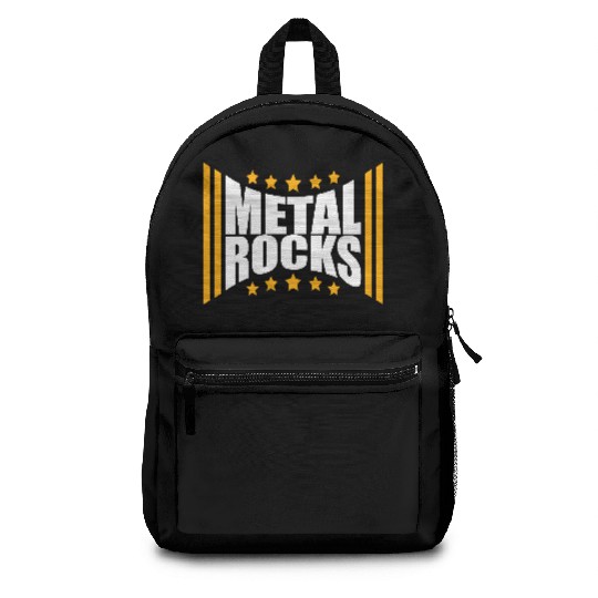 Heavy Metal Rocks Hard Rock Music Text Quote Logo Backpacks