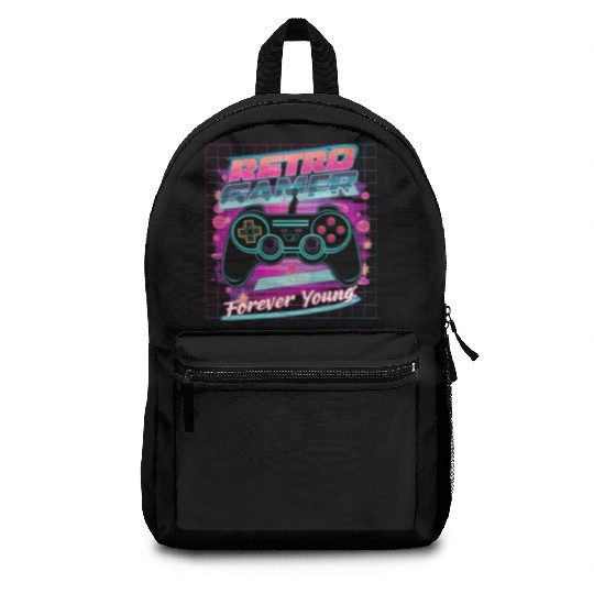 Retro Gamer Forever Young 01 Backpacks