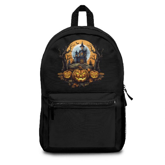 Spooky Haunted House Halloween Witches Pumpkin Backpacks