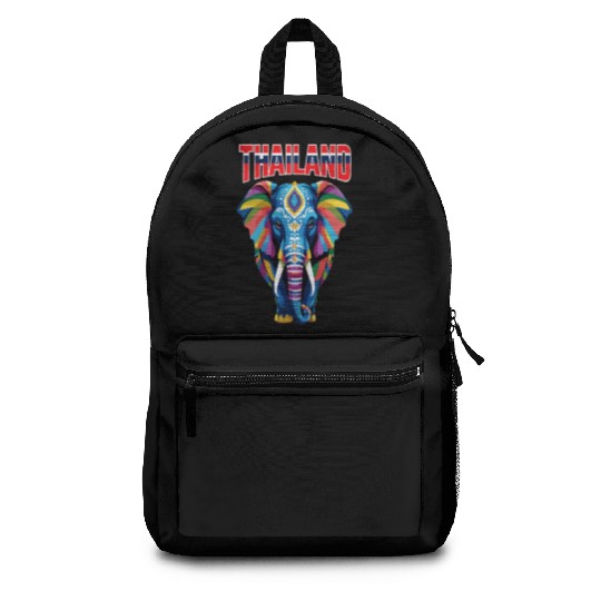 Colorful abstract elephant from Thailand Backpacks