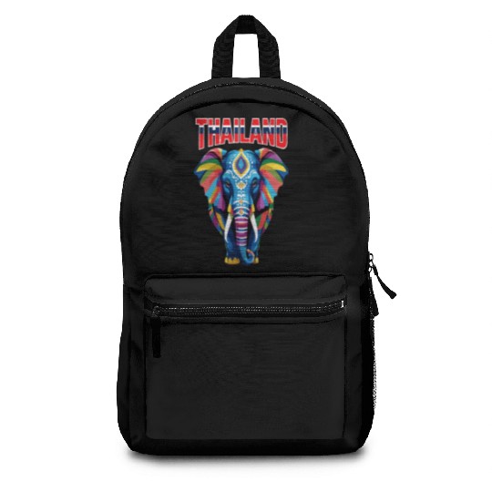 Colorful abstract elephant from Thailand Backpacks