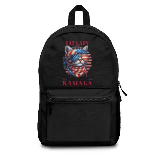 Childless Cat Lady Voting Kamala Harris Backpacks