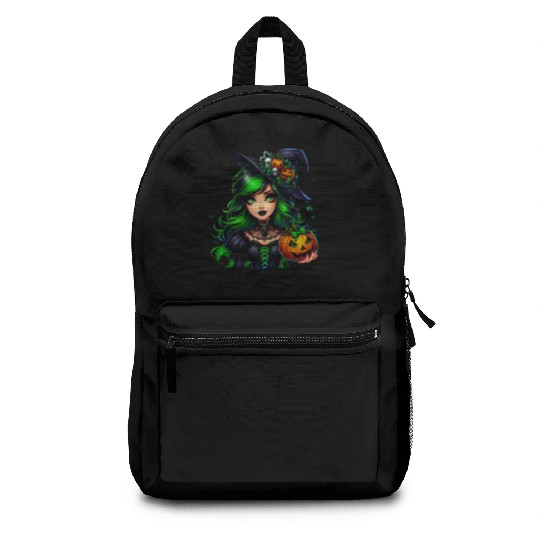 Halloween Wicked Cute Green Witch Backpacks