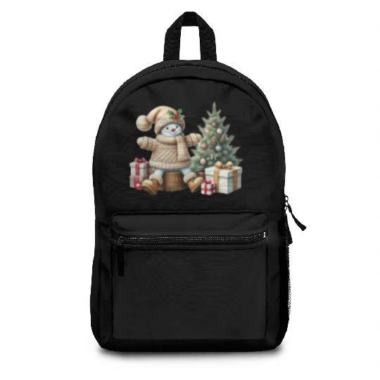 cute snowman in christmas and happy new year party Backpacks