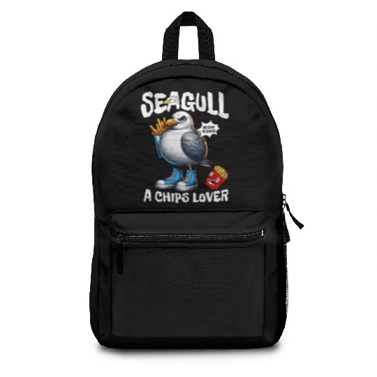 Seagull The Potato Chips Lover Funny Sea Bird Backpacks