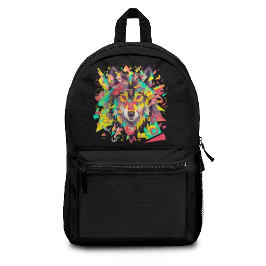Majestic Pop Art Alpha Wolf - Vibrant Warm Backpacks
