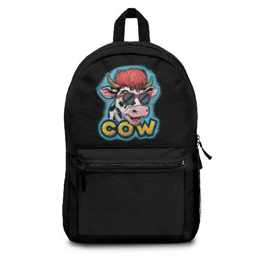 Cool Cartoon Cow with Sunglasses Fun Backpacks