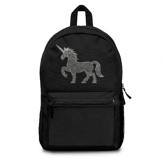 Celtic Unicorn Line Art Tattoo Backpacks