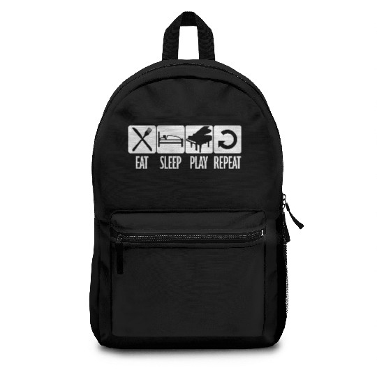 Play Every Day Piano Daily Eat Sleep Repeat Quote Backpacks