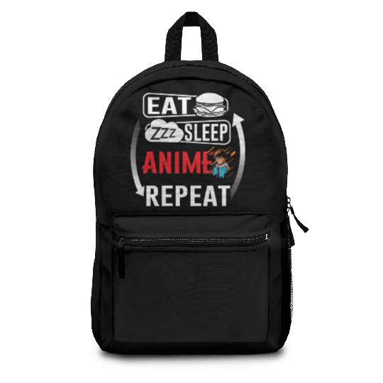 Eat Sleep Anime Repeat Ramen Kawaii Japanese Manga Backpacks