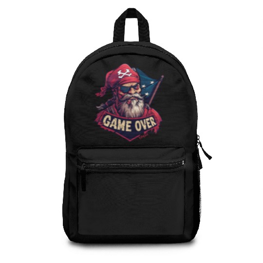 Pirate Game Over Graphic - Bold Pirate Skull Art Backpacks