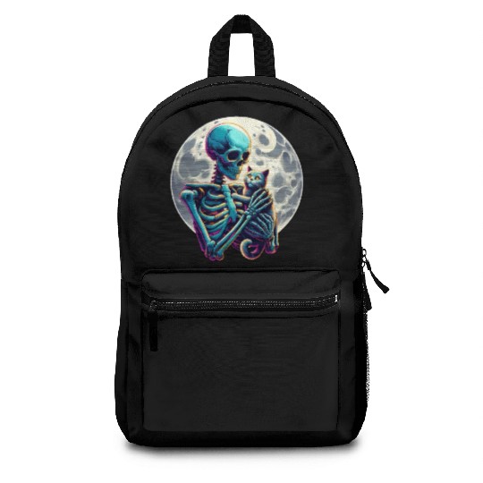 Skeleton Cute Cat Skull Kitty Halloween Backpacks