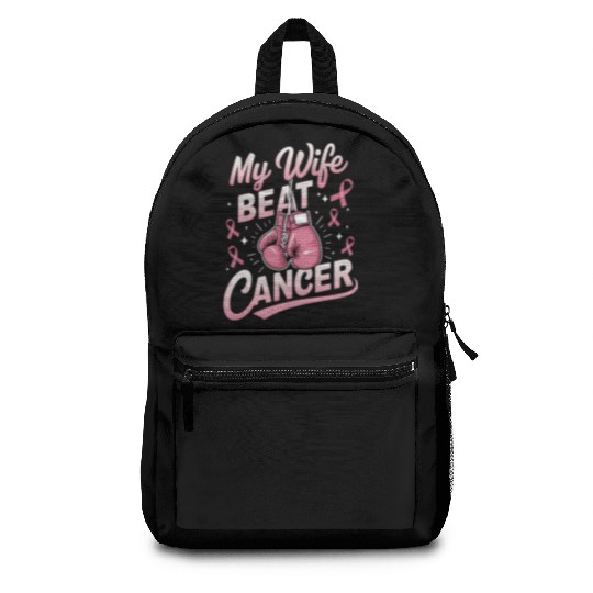 My Wife Beat Cancer Breast Cancer Awareness Backpacks