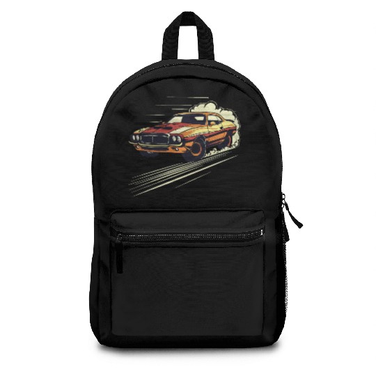 Classic Muscle Car in Action Backpacks