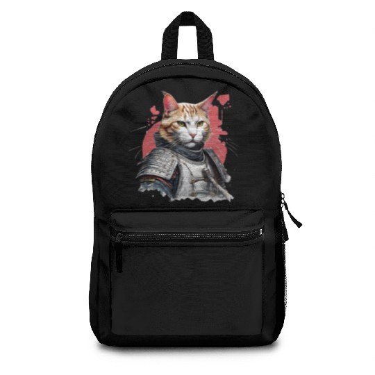 Samurai Cat in Armor Backpacks