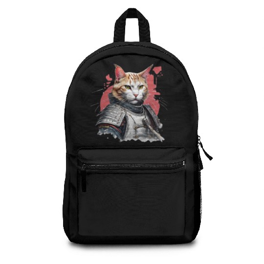 Samurai Cat in Armor Backpacks