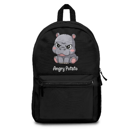 Moo Deng Angry Potato Hippo Cartoon Art Backpacks