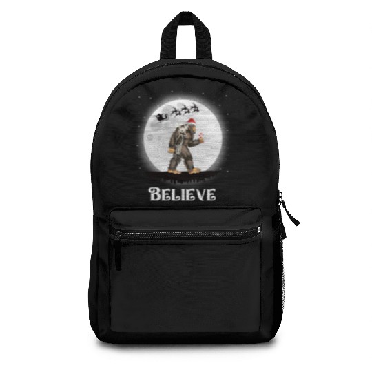 Believe Santa Bigfoot Christmas Sasquatch Backpacks