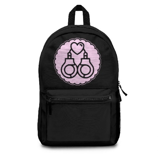 Pink Heart & Handcuffs LIKE US ON FB #USAPatriotG Backpacks